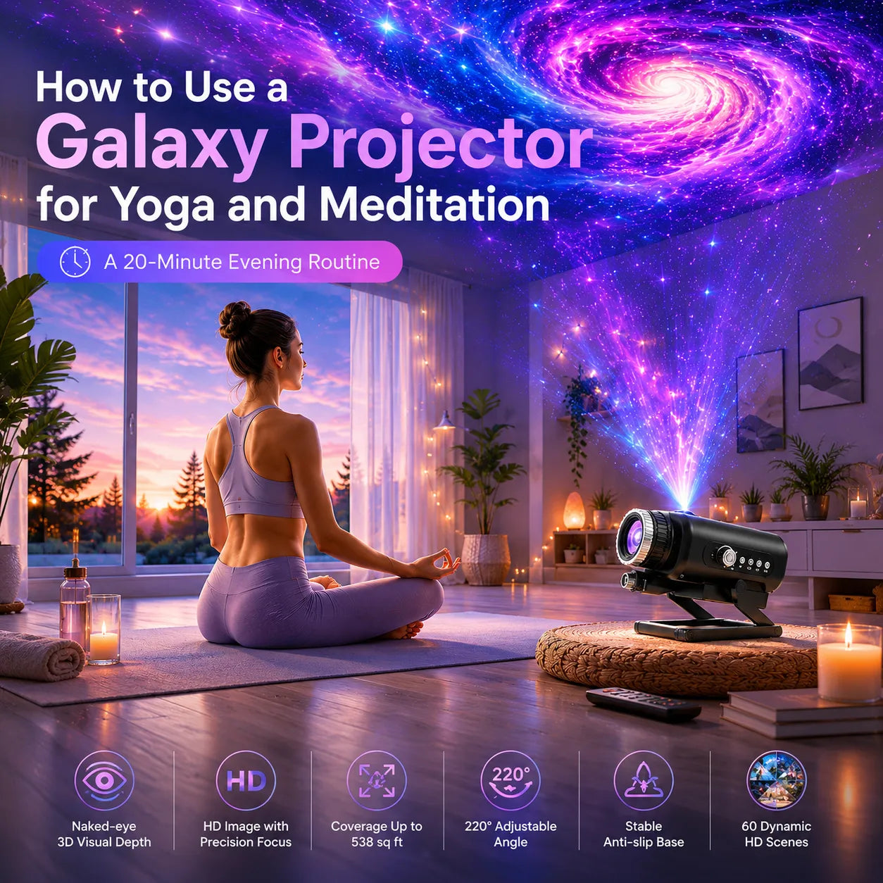 How to Use a Galaxy Projector for Yoga and Meditation: A 20-Minute Evening Routine