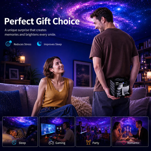 Crescent Moon Galaxy Projector For Bedroom | Globe Galaxy Night Light Projector