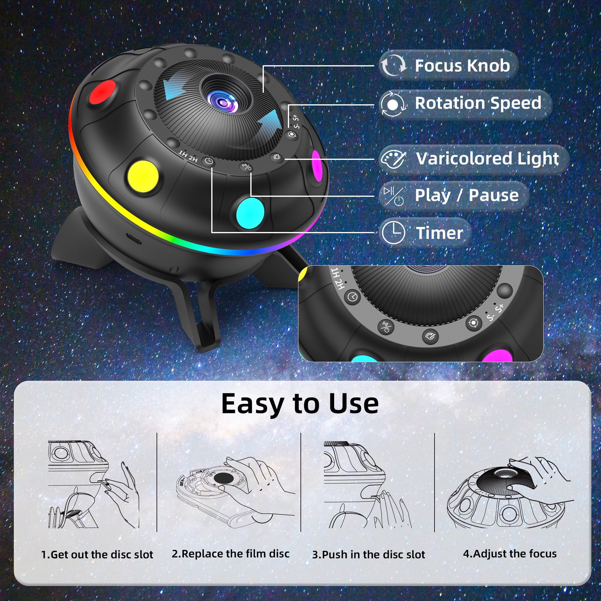 UFO Galaxy Night Light Projector | Galaxy Projector For Bedroom