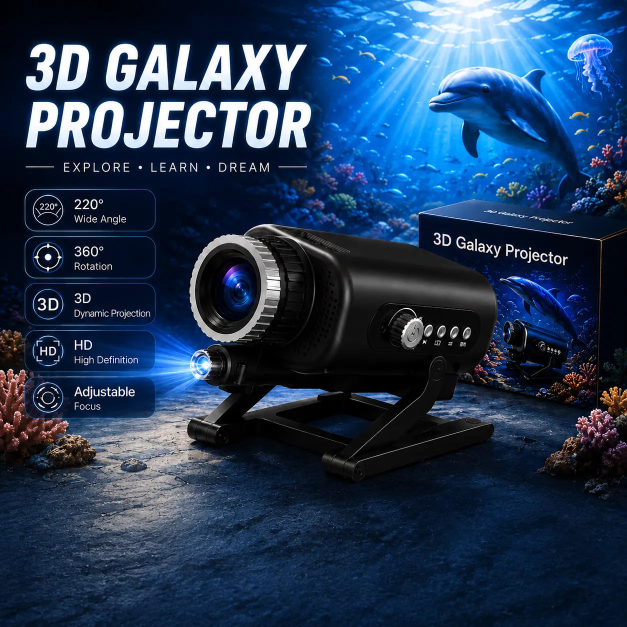 3D Galaxy Projector | 3D Holographic Projector | Ocean Wave Projector