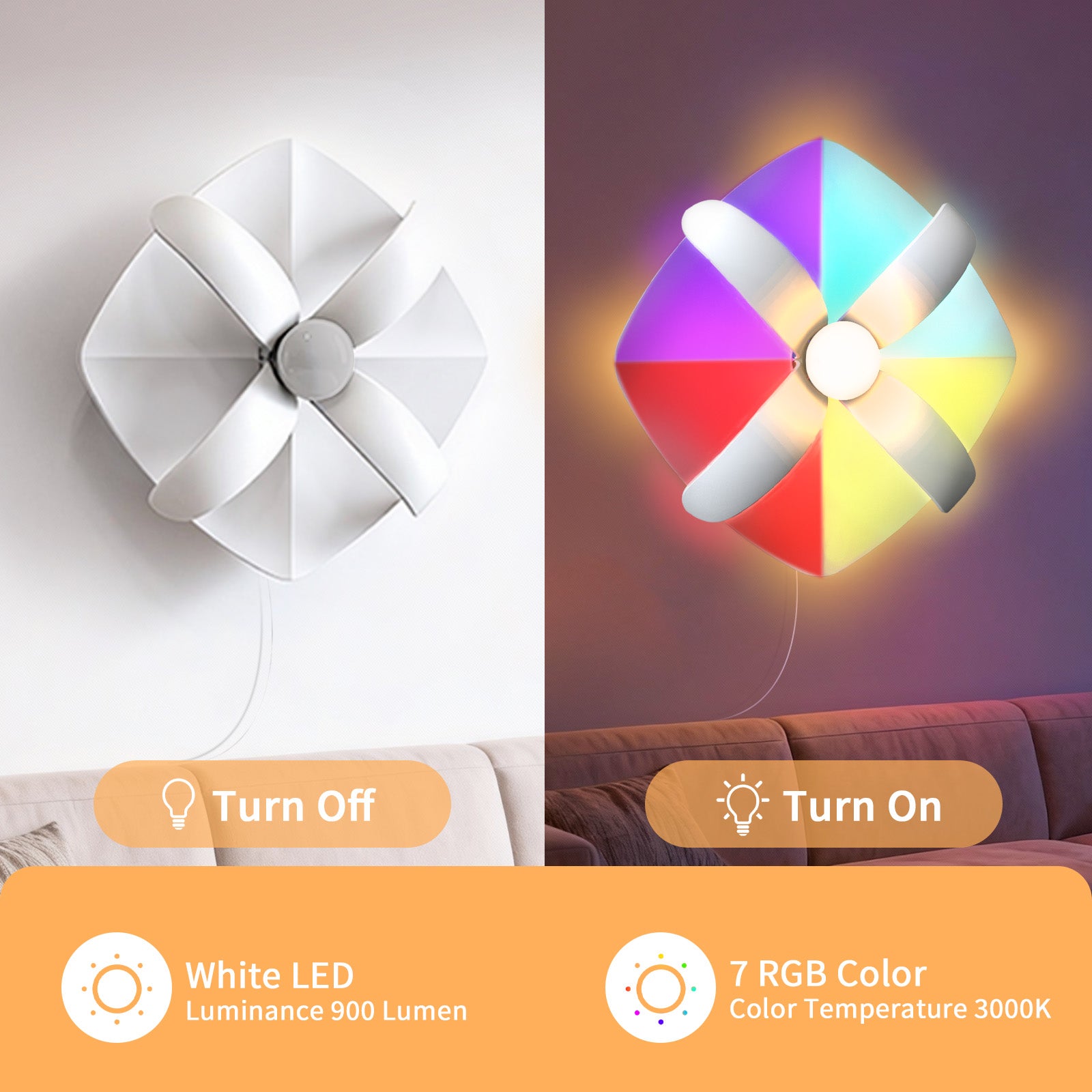 RGB Stimmungs-LED-Wandleuchte mit Blumenmuster