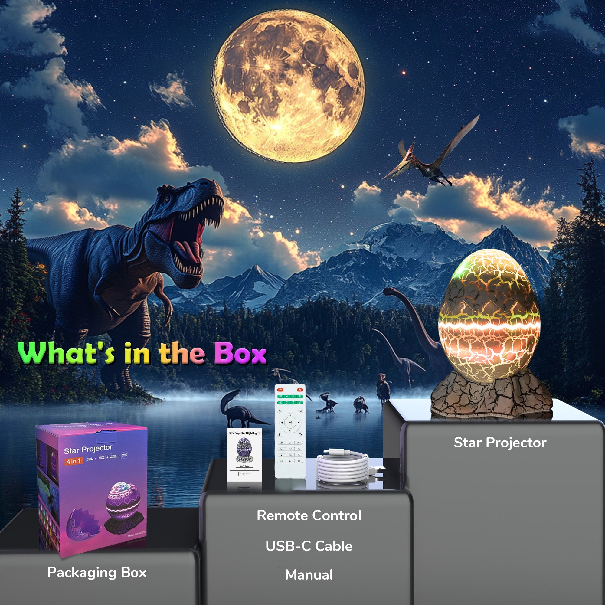 Dinosaur Egg Night Light Projector For Kids | Dino Egg Projector for Bedroom