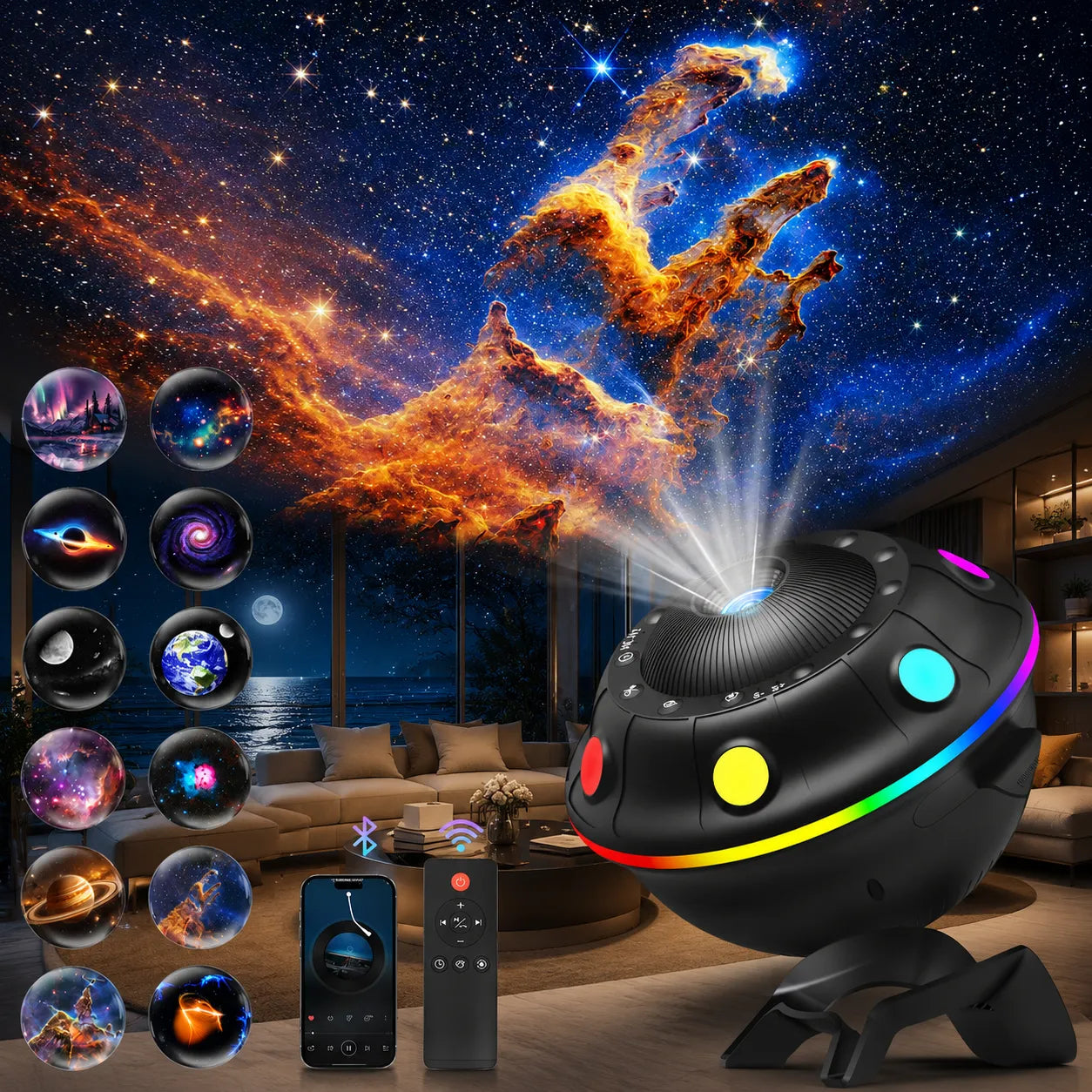 UFO Galaxy Night Light Projector | Galaxy Projector For Bedroom