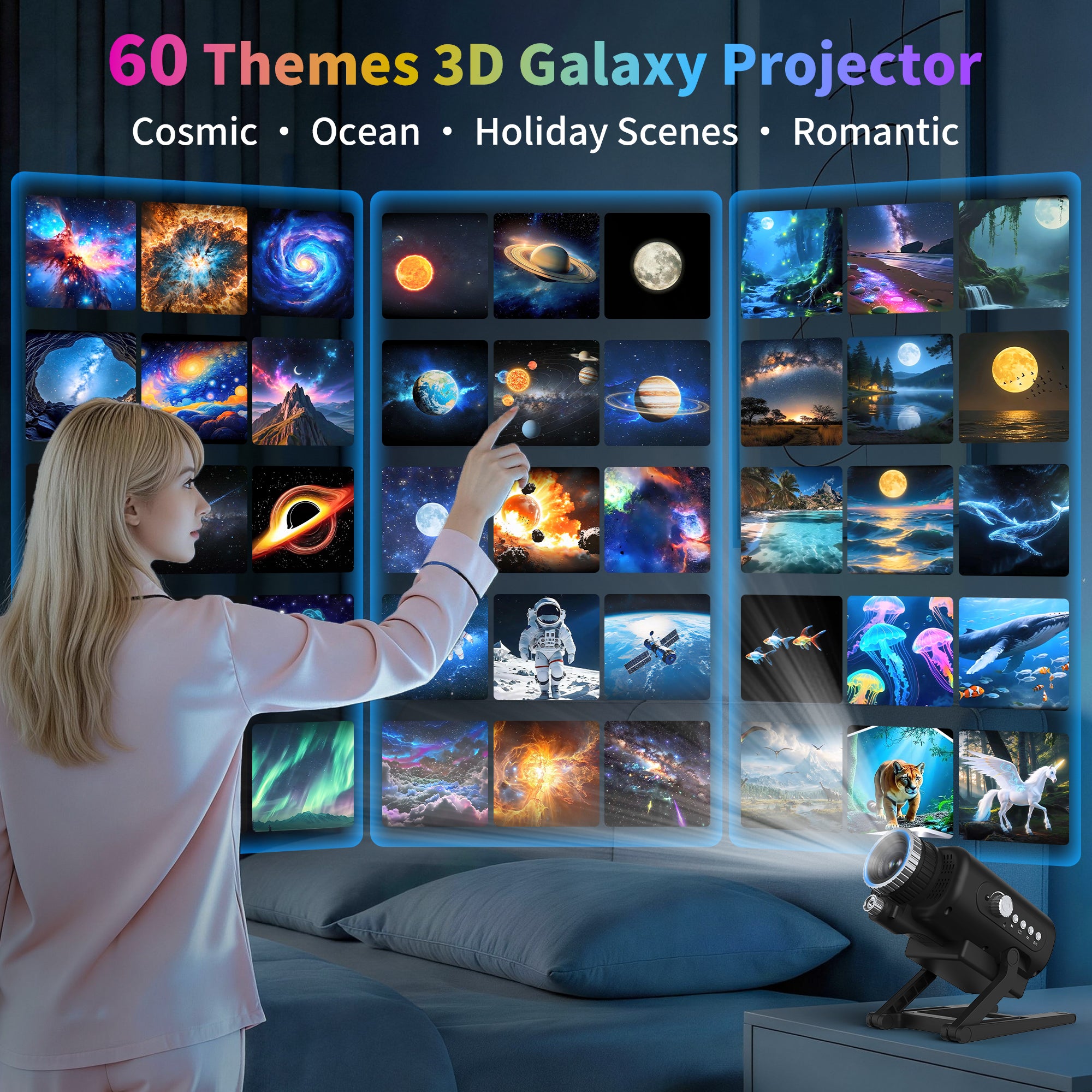 3D Galaxy Projector | 3D Holographic Projector | Ocean Wave Projector