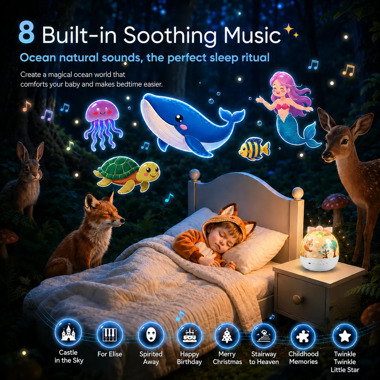 Ocean Star Projector | Nursey Night Light | Babe Ocean Star Lights