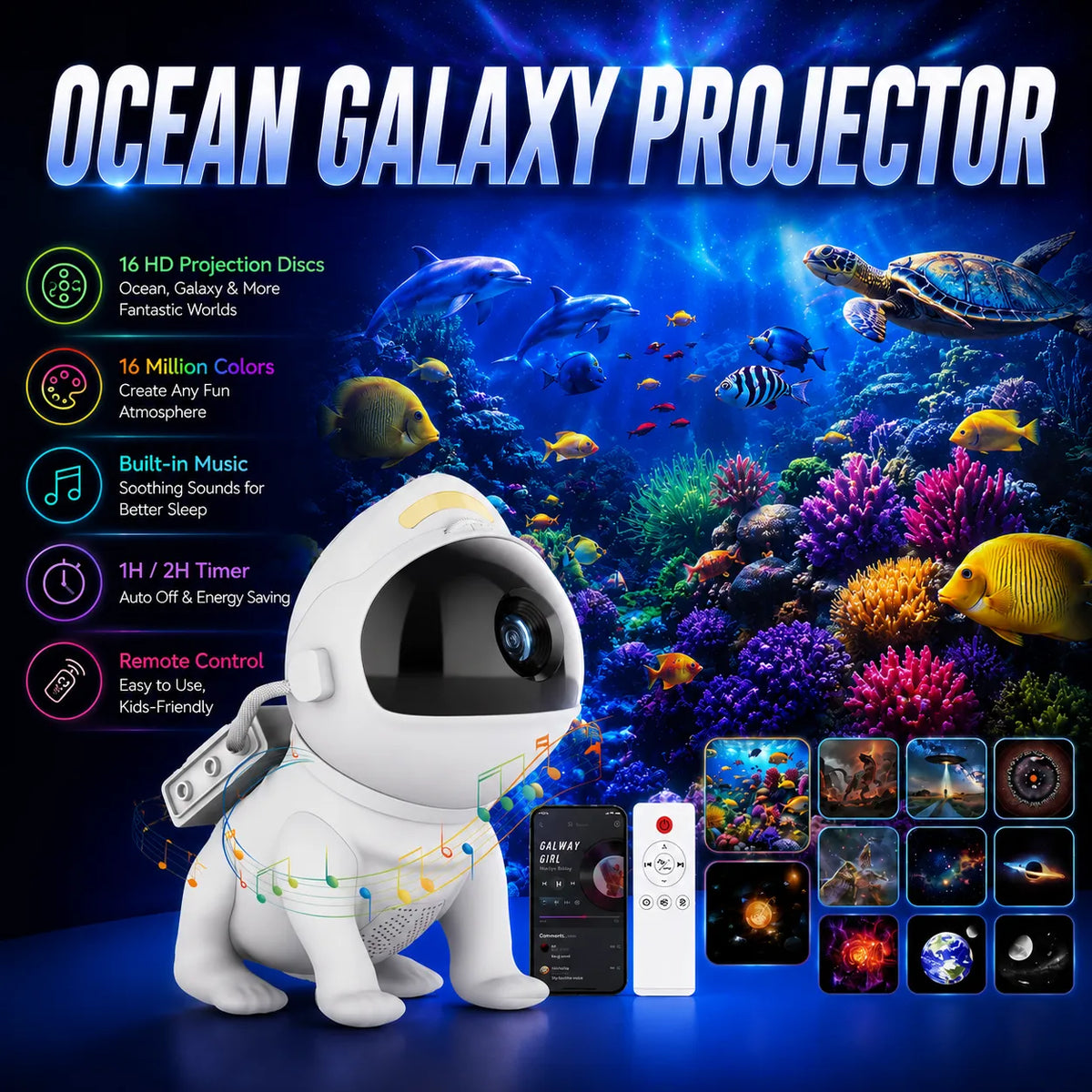 Ocean Galaxy Projector | Space Dog Kids Projector